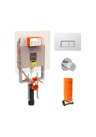 Vitra S20 Round Smoothflush Asma Klozet + Vitra Yavaş Kapanır Kapak + Vitra Gömme Rezervuar Set