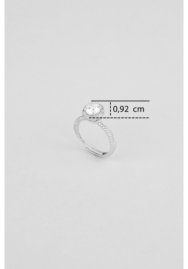 Mozanit Evreni 18 Ayar Beyaz Altın Kaplama Gümüş Ayarlanabilir Yüzük Beyaz