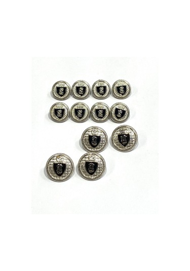 Blazer Ceket Düğmesi Takım /metal Düğmedir 4+8 Set / Gümüş Siyah Mineli