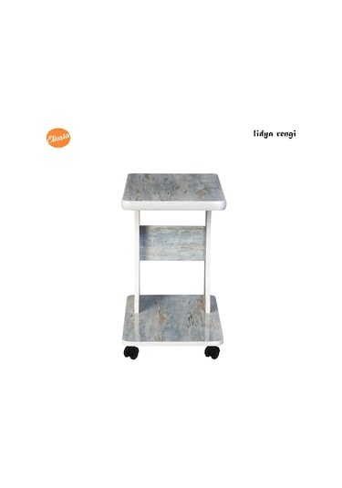 Eliusta_Ticaret Eliusta %100 Mdf Tekerlekli C Yan Sehpa Koltuk Yanı Sehpa -Fırsat