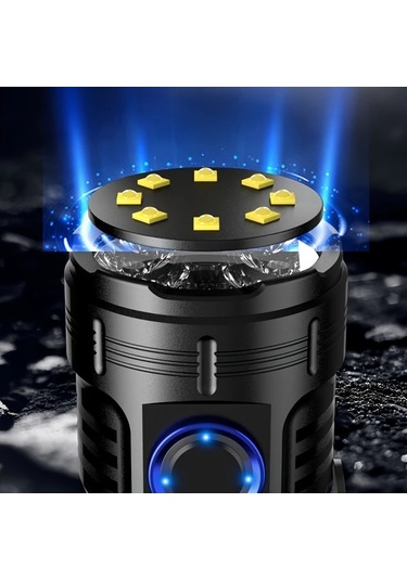 Xuweiwei Alonefire X68s Siyah 8x Led 6500k Xpg Yüksek Güç El Feneri Usb Şarj Taşınabilir Manyetik Kırmızı Uyarı 26650 Pil Açık Hava Yürüyüş Lambası Siyah