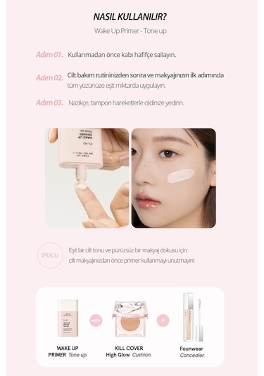 Uzun Süre Kalıcı Ton Eşitleyici Görünüm Sunan Makyaj Bazı Clio Wake Up Primer Tone Up