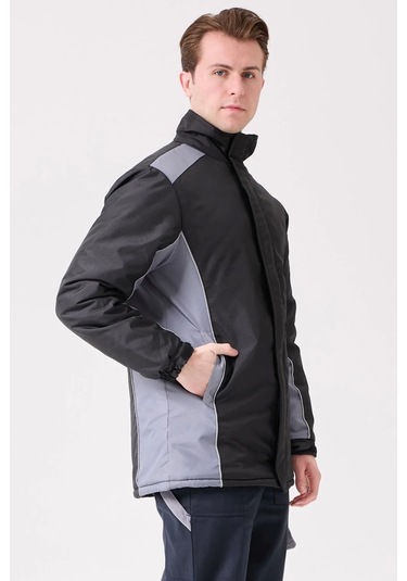 Kışlık Su Geçirmez İşçi Parkası Urtica Parka Rüzgar Sıcak Tutucu Astar Günlük İş Kullanımına Siyah-Gri