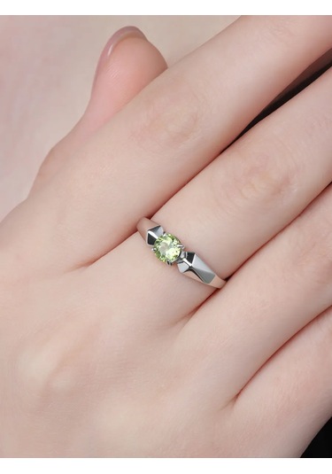 Uvelirnye Tradicii 925 Ayar Gümüş Doğal Krizolit Taşlı Yüzük 411192647 Beyaz