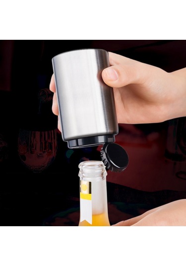 Mufunye 430 Paslanmaz Çelik Otomatik Bira Açıcı, Abs Plastik Bar Ktv Ev Kullanıma Uygun Şarj Kapağı Açma Aleti Gümüş