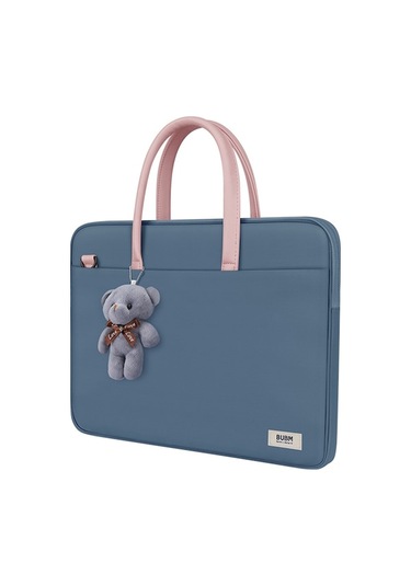 Ayı Tokalı Hafif Ve Dayanıklı 14 İnç Laptop Çantası - Mavi Ve Pembe Seçenekli Mavi MAVİ