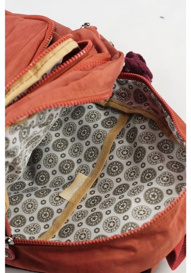 Suya Dayanıklı Krinkıl / Klinkır Kumaş Çok Gözlü Sırt Ve Okul Çantası Vintage Kırmızı 8813 Kiremit