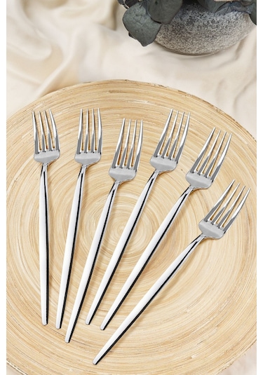 Kitchen Life Paris 6'lı Paslanmaz Çelik Yemek Çatalı - 18/10 Stainless Steel Gümüş