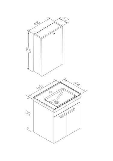 Orka Enez 65 Cm İrony Banyo Dolabı Alt Modül Ve Lavabo