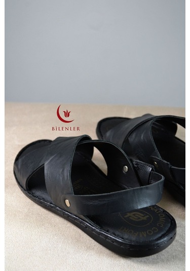 Erkek Çapraz Model Yumuşak Taban Sandalet&terlik Hac, Umre Ve Günlük Kullanıma Uygun Siyah