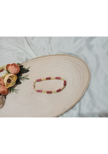 Şık Kırmızı Modern Kolye Ve Bileklik Takı Seti Kırmızı