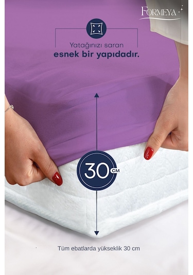 Formeya Lila Mikro Fitted Sıvı Geçirmez Yatak Koruyucu Alez Lila
