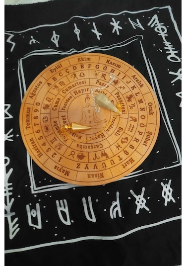 Pandül Sarkaç Tahtası Türkçe Ahşap Sarkaç Örtüsü Pirinç Pandül Doğal Taş Sarkaç Ritüel Set