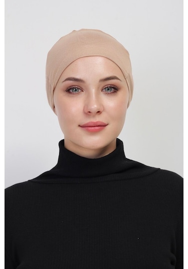 Pratik Dikişsiz Bağlamalı Kaymayan Tesettür Bone Bej