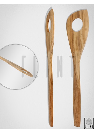 Zeytin Ağacı El Yapımı Tahta Ahşap Spatula Yemek Kaşığı 30 Cm