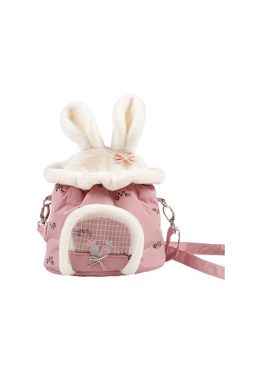 Vkemall Küçük Evcil Hayvanlar İçin Kışlık Taşıma Çantası - Tavşan Kadife, Havalandırmalı, Elini Serbest Bırakır Pembe