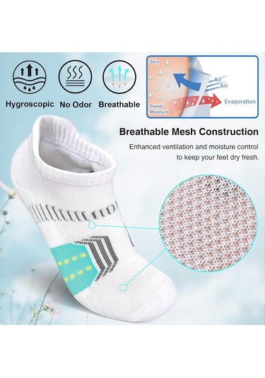 Tenfowee Kadınlar İçin Spor Çorapları - Konforlu, Nem Emici, Anti-panar, Arka Ve Parmak Bölgesi Güçlendirilmiş, Ağ Tel Doku İle Havalandırmalı, Sıkıştırmalı Arka Desteği Beyaz-yesil, Tek Beden Beyaz - Yeşil