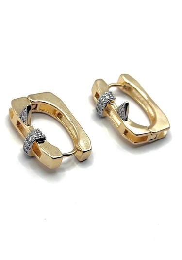 Çelikoğlu Kuyumculuk 8 Ayar Altın İthal Özel Seri Üçgen Diken Model Dikdörtgen Halka Küpe 1,70 Gr Açık Sarı Altın