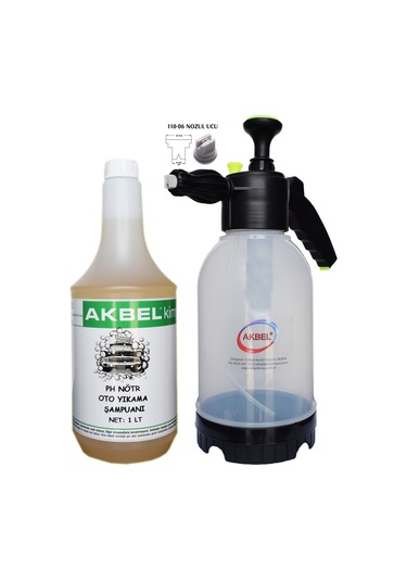 Akbel Köpük Yapan Basınçlı Pompa 2 Lt Ph Nötr Oto Şampuanı 1 Lt