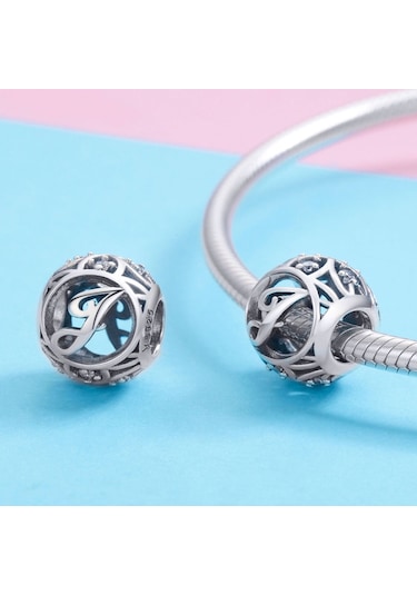 S925 Ayar Gümüş 26 İngilizce Harf Boncuk Dıy Bilezik Kolye Aksesuarları, Stil: J Çok Renkli