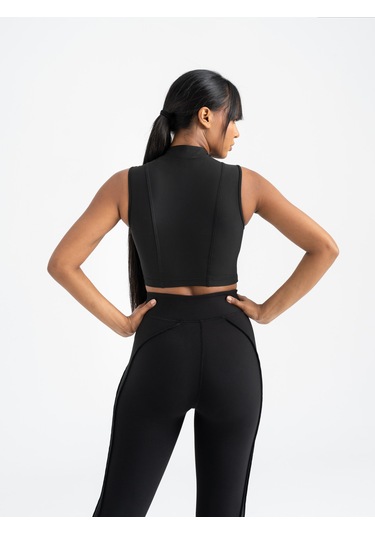 Dikişle Modellenmiş Spor Tayt Siyah