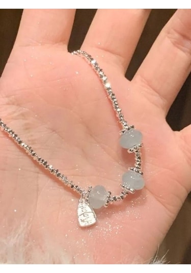 925 Ayar Gümüş Açık Mavi Yeşim Taşı Bileklik