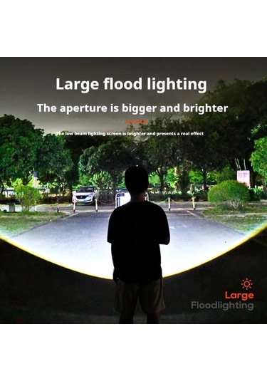 Xuweiwei Philips El Feneri Şarj Edilebilir Ultra Uzun Ömürlü Siyah Büyük Kapasiteli Taşınabilir Arama Lambası Açık Hava Acil Aydınlatma Siyah-