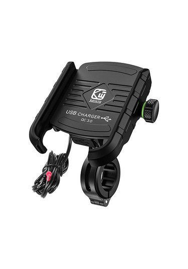 Kewig M8 Motosiklet Navigasyon Telefon Tutucu Açık Sürme Şarj Braketi Siyah Siyah