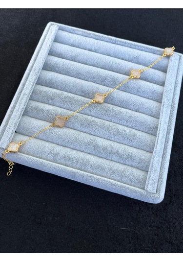 Altın Renk Beyaz Sedef Bijuteri Kadın Bileklik Gold