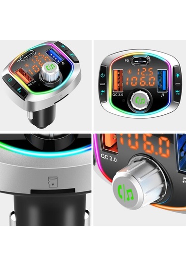 Bc63 Renkli Araba Kartı Mp3 Çalar Çok Fonksiyonlu Bluetooth Alıcısı U Disk Şarj Cihazı Araç Çakmağı