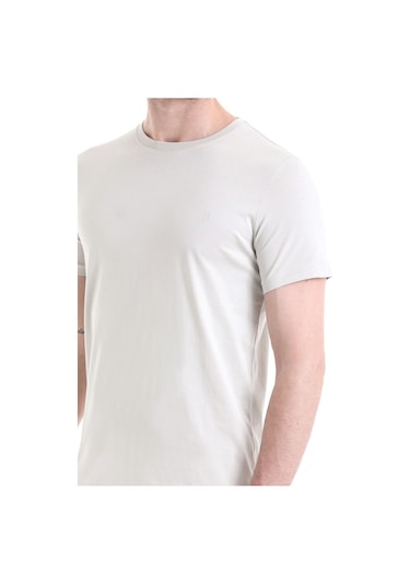 Hatemoğlu 35353022c003 A53 Regular Fit Pamuk Bisiklet Yaka Düz Erkek Tişört Ekru