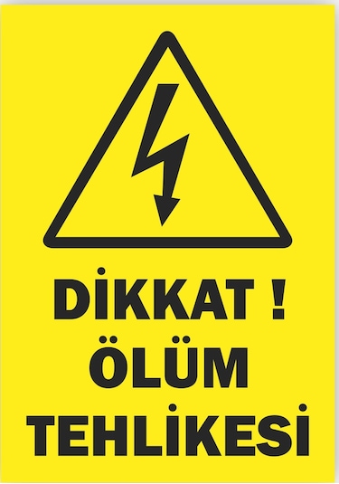 5x7 Mm Ölçüsünde Dikkat Ölüm Tehlike Levhası 50 Adet