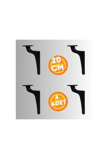 20 Cm Metal Zirve Ayak Koltuk Ayağı Mobilya Ayağı Ünite Ayağı Konsol Ayağı Puf Berjer Ayağı 4 Adet Siyah