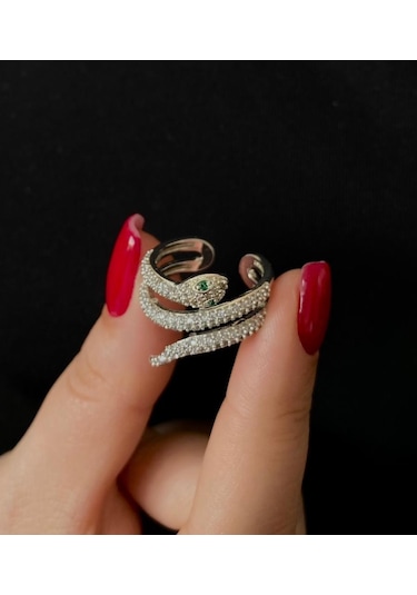 Kadın Ayarlanabilir 3 Sıra Yılan Yüzük Çok Renkli