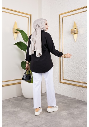 Beli Lastikli Keten Pantolon - Beyaz / A0104 Beyaz