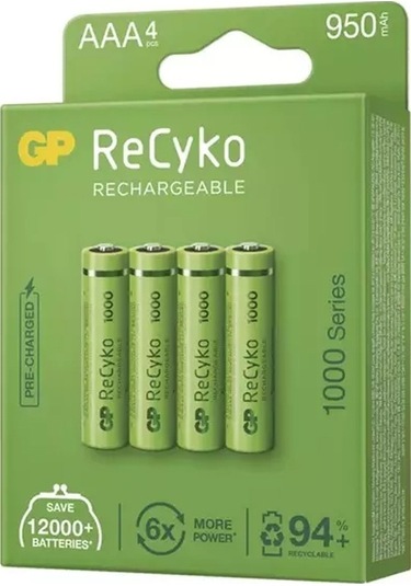 Gp Recyko GP100AAAHCE-2EB4 950 mAh AAA 4'lü Şarjlı İnce Kalem Pil
