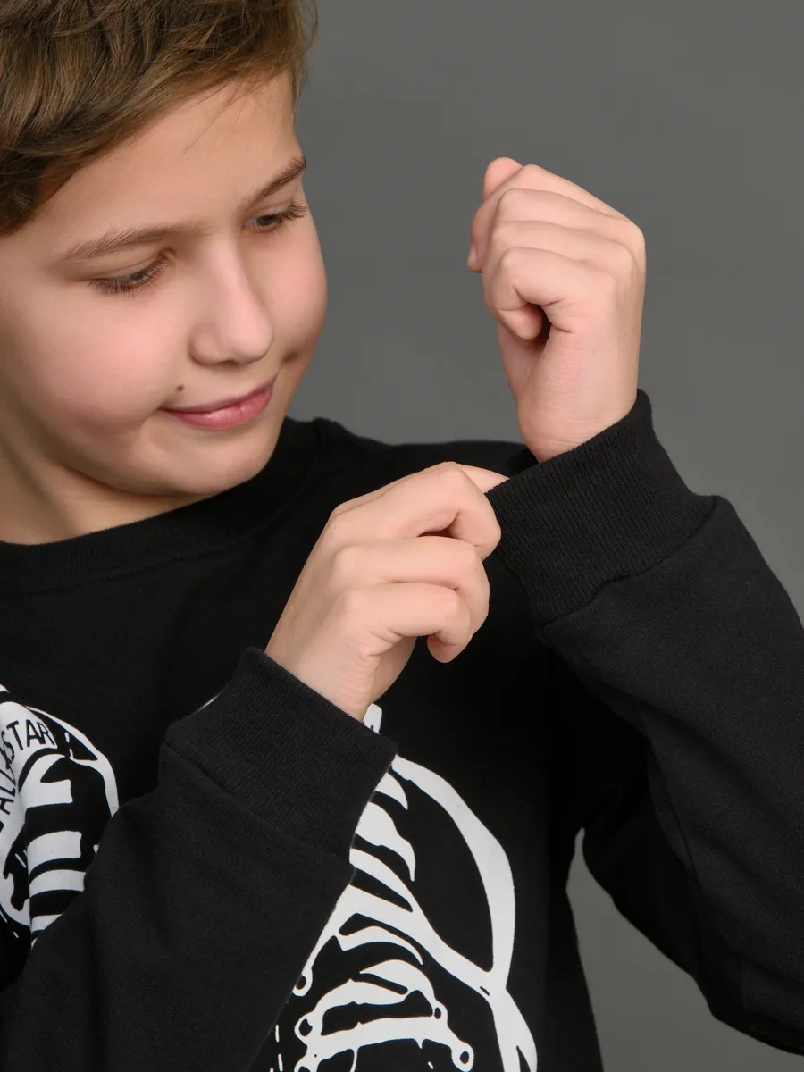 T-sod Seküiriş Kazanmış Sweatshirt 365248029 Siyah