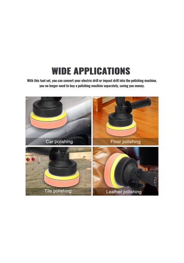 Symbee Drill'den Cila Makinesi Dönüştürücü Seti - 5 İnç Da Eksenli Aksesuarlar: 2 Sponge Disk + Yün Disk + Zımpara Kağıdı