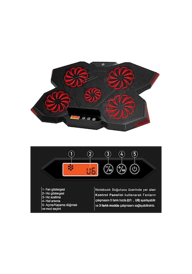 Frisby FNC-5255B GP5 E-Sport Desing 5 Fanlı Pro Standlı Notebook Soğutucu