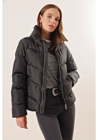 Munn Collection 5124 Siyah Dik Yaka Şişme Mont Siyah