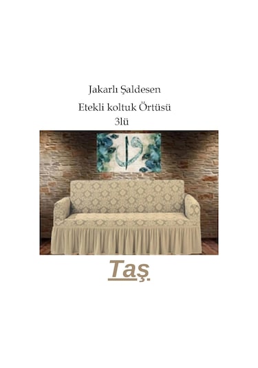 Şal Desen Koltuk, Kanepe, Çekyat Örtüsü, Etekli 3lü Taş Taş