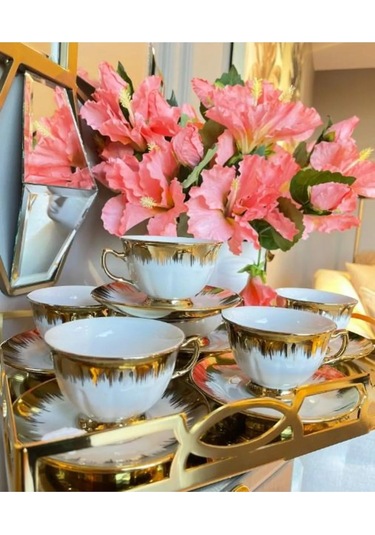 Çeyizci Çarşı Joyful Çay Ve Nescafe Fincanı Takımı Purebone-374 Gold