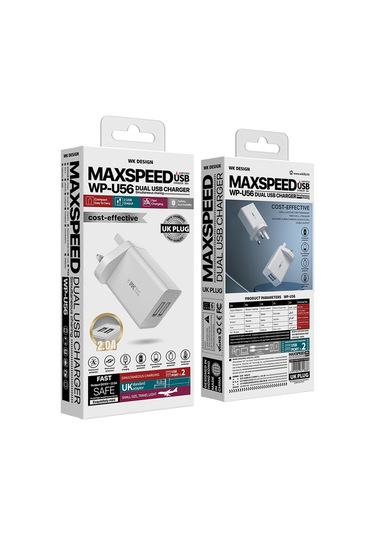 Wk Wp-u56 2a Çift Usb Hızlı Şarj Seyahat Şarj Cihazı Güç Adaptörü, İngiltere Fişi Diğer