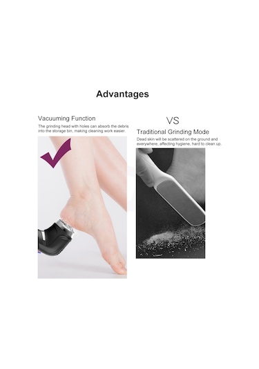 Moveevo Elektrikli Ayak Nasır Temizleme Seti Taşınabilir Ayak Törpüsü Pedikür Aletleri 3 Taşlama Başlığı 2 Hızlı Su Geçirmez