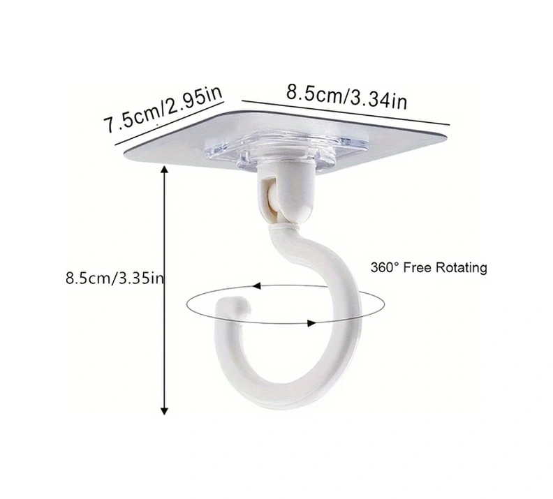 Xuweiwei Siyah 360 Derece Dönen Tavan Kancası Çizilmeyecek Deliksiz Kendinden Yapışkanlı Sivrisinek Filesi Askısı Siyah