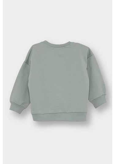 Defacto Kız Bebek Bisiklet Yaka İçi Yumuşak Tüylü Sweatshirt E8352a525augn1123 Yeşil