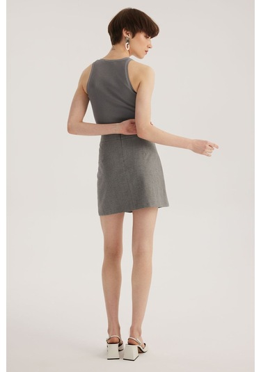 Stella Pulvis Gri Çift Cepli Mini Etek Gri