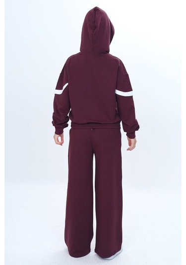 Kız Çocuk %100 Pamuk Garnili Kapüşonlu Fermuarlı Oversize Alt&üst Trend Eşofman Takımı-315-eşt-0003 MÜRDÜM