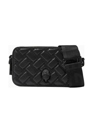 Kurt Geiger Dual Zip Camera %100 Deri Lüks Tasarım Kadın Çapraz Çanta Siyah