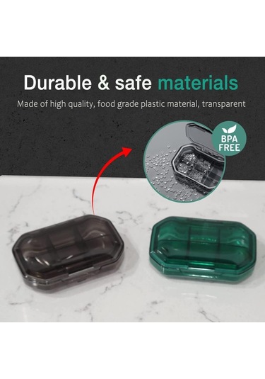 Likeable Günlük Hap Saklama Kutusu, Taşınabilir Hap Kutusu, 2'li Paket 6 Bölmeli Seyahat Için Ilaç Kutusu Yeşil Ve Gri